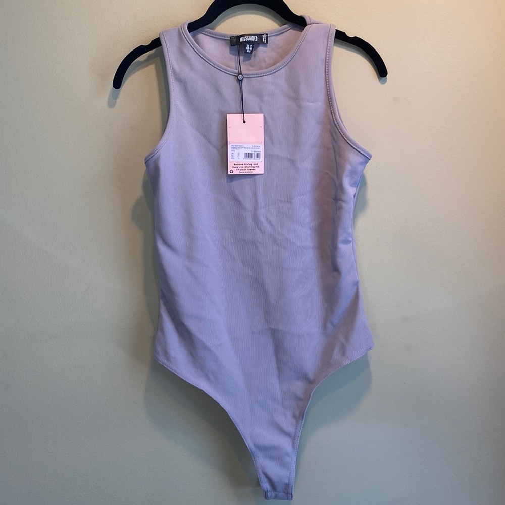 NWT MISSGUIDED SZ 8 Ribbed Racerback Neck Sleeveless Bodysuit
